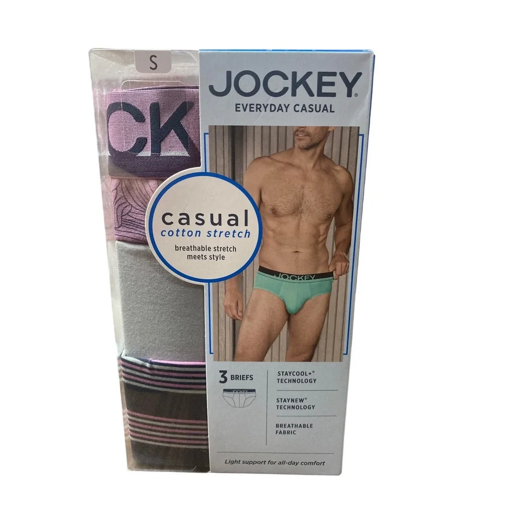 Jockey Men's‎ Briefs 3 Pack Small 28-30 Everyday Casual Cotton Stretch NIB
